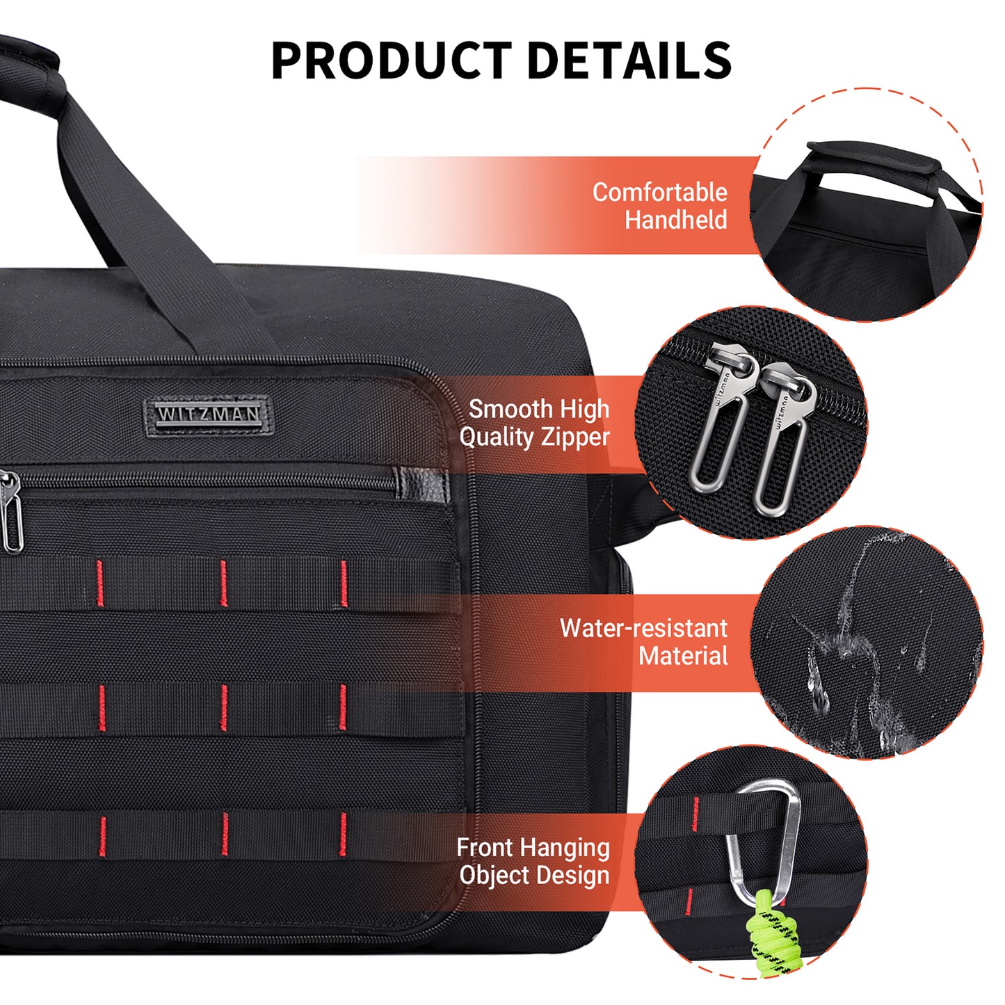 WITZMAN Foldable Duffle Bag for Travel 65L Lightweight Packable Duffel Bag with Shoes Compartment Overnight Bag for Men Women (B697)