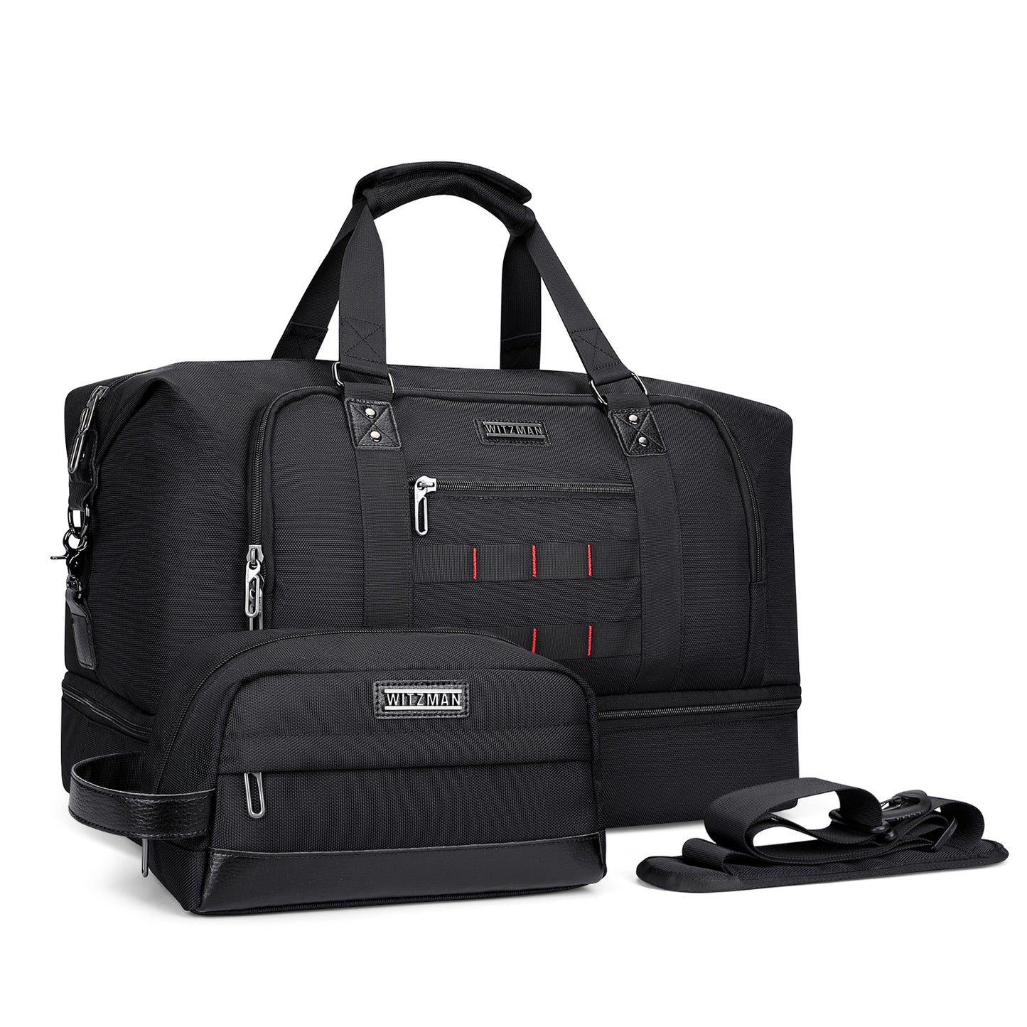 WITZMAN Travel Duffle Bags for Men Weekender Bags with Toiletry Bag Sets Carry On Overnight Bag 55L(B696 )