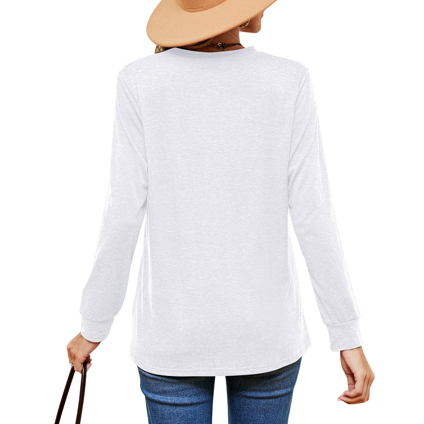 MOMOFEEL Womens Long Sleeve Shirts Casual V Neck Tunic Tops Henley Loose Pullover Blouses M9006