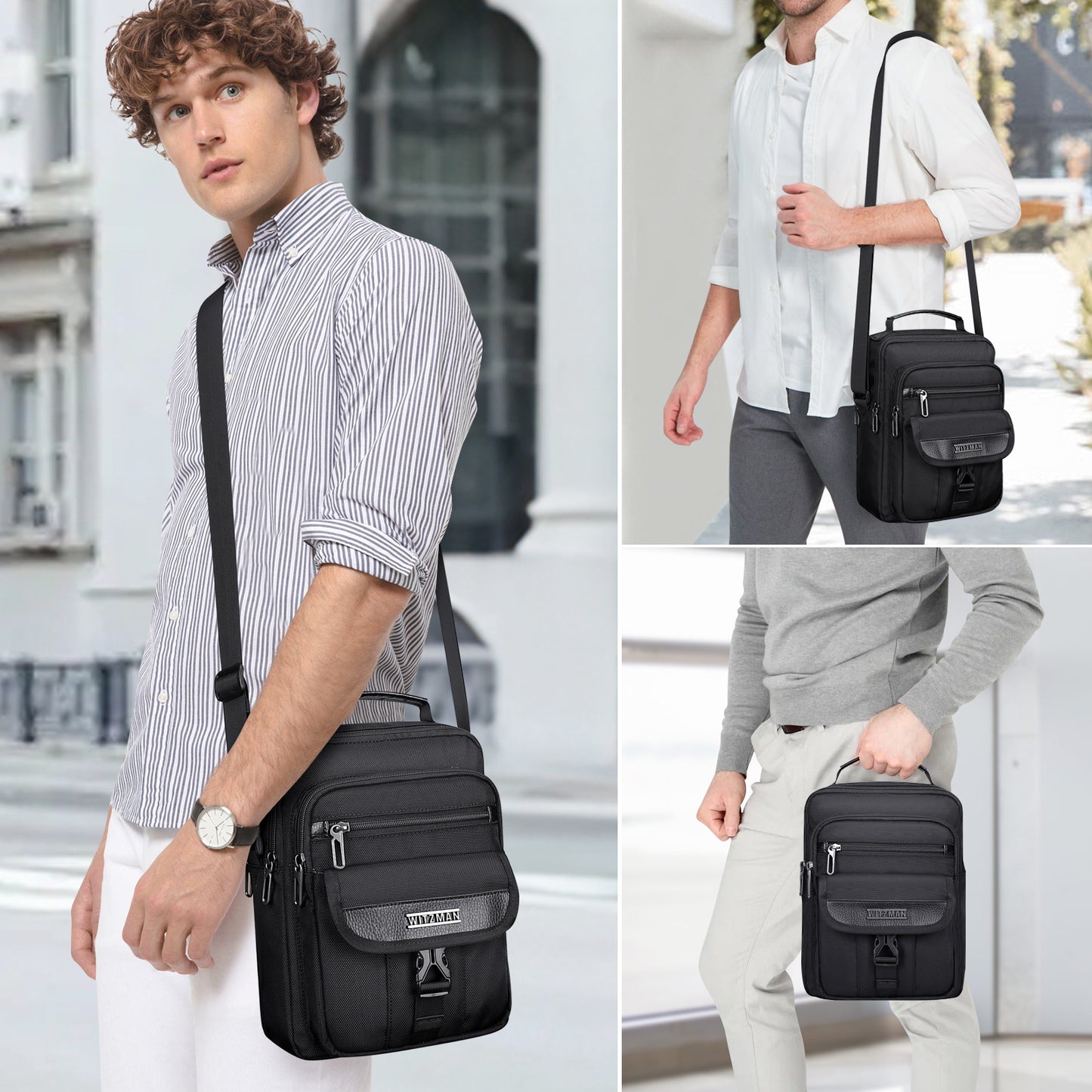 WITZMAN Crossbody Bags for Men Travel Shoulder Bag Lightweight Man Purse Small Casual Messenger Bag for Work Traveling (B699)