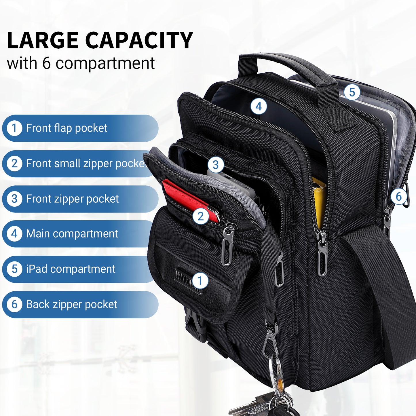 WITZMAN Crossbody Bags for Men Travel Shoulder Bag Lightweight Man Purse Small Casual Messenger Bag for Work Traveling (B699)