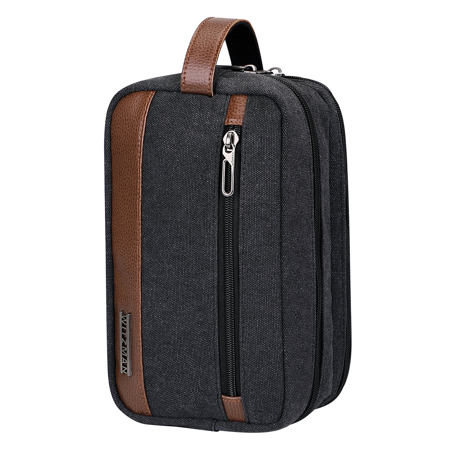 WITZMAN Canvas Toiletry Bag for Men Hanging Dopp Kit Organizer Water-resistant Travel Toiletries bag Men Bathroom Bag with Wet Pocket(A8001)