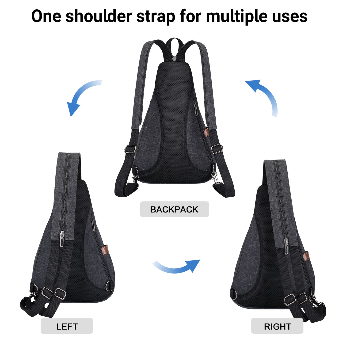 WITZMAN Canvas Sling Bag for Men Women Convertible Sling Backpack Crossbody Vintage Chest Bag Travel Casual Daypack(A8003)