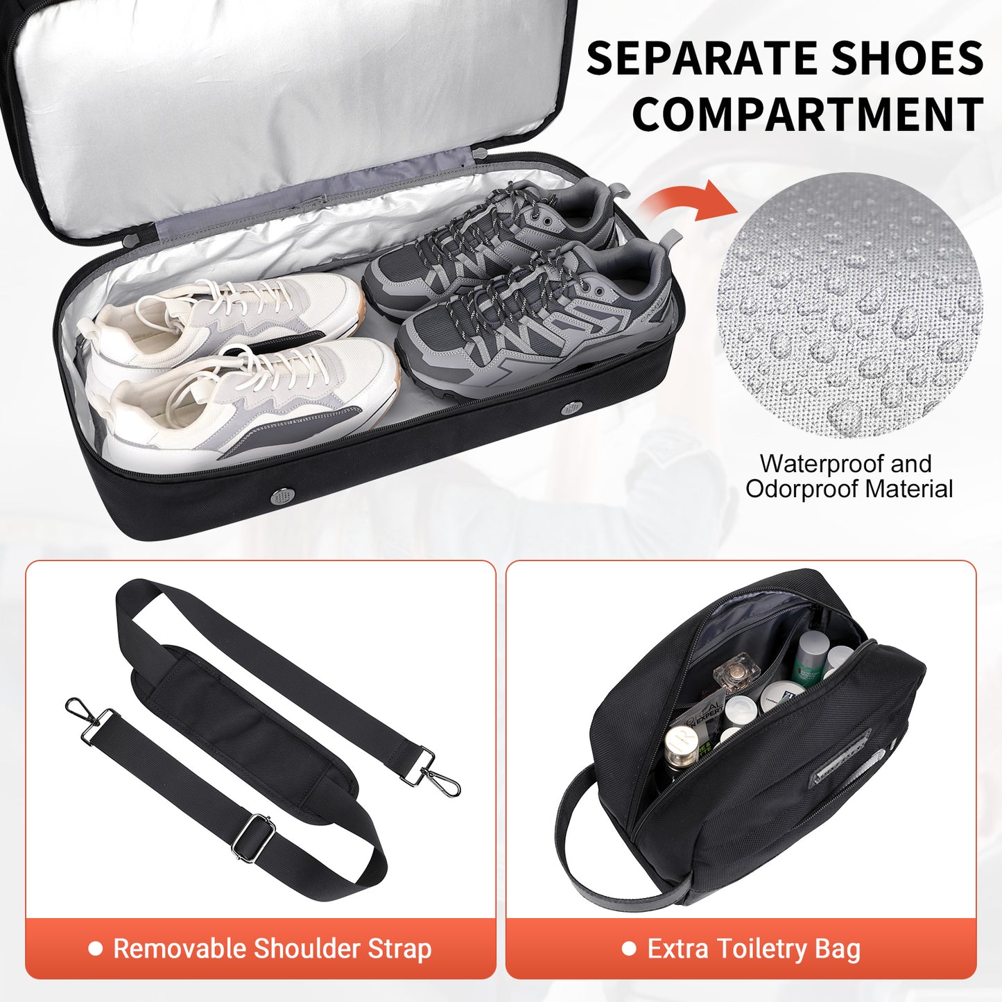 WITZMAN Weekender Bags for Men Women Carry On Duffle Overnight Bag with Toiletry Bag Sets Travel Duffel Bag Shoes Compartment(B694)