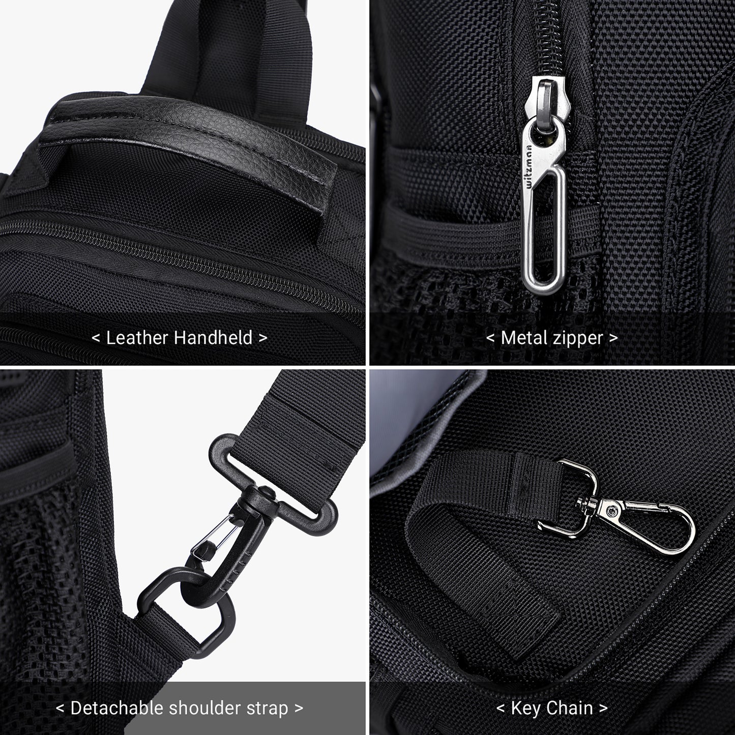 WITZMAN Sling Bag for Men Convertible Travel Sling Backpack USB Charging Port Lightweight Crossbody Bags Casual Daypack(B698)