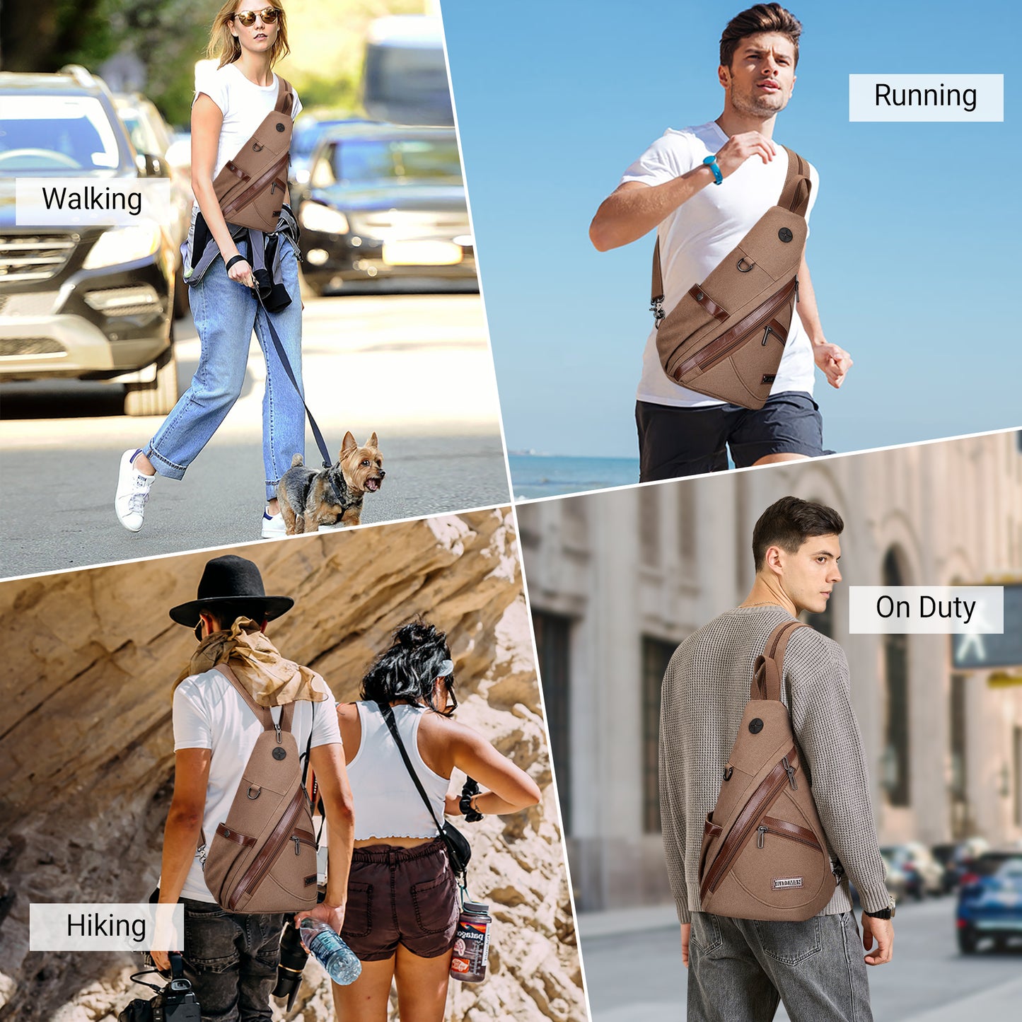 WITZMAN Canvas Sling Bag for Men Women Convertible Sling Backpack Crossbody Vintage Chest Bag Travel Casual Daypack(A8003)