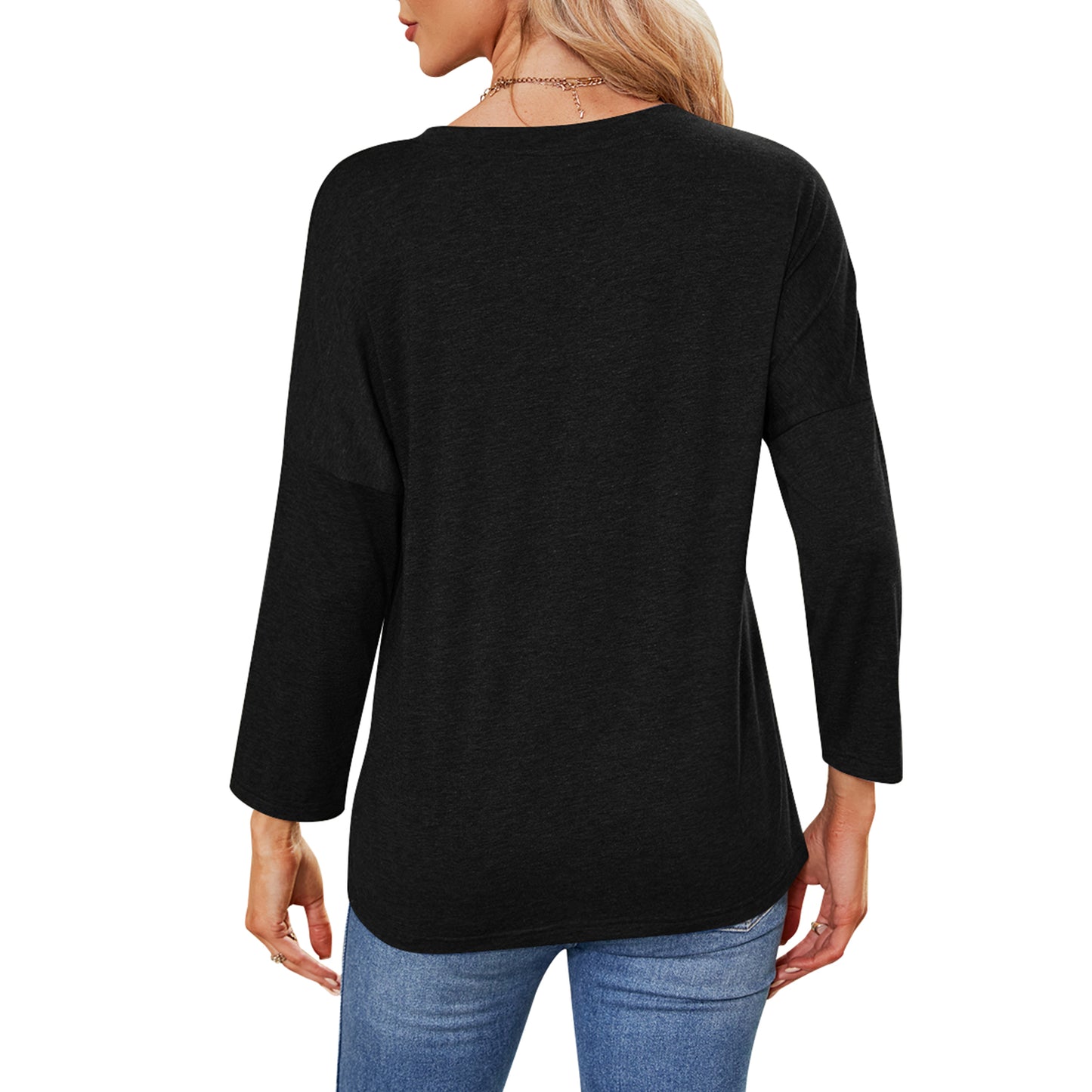 MOMOFEEL Sweatshirts for Women Crewneck Shirts 3/4 Sleeve Tunic Tops Casual Shirts to Wear With Leggings M9001