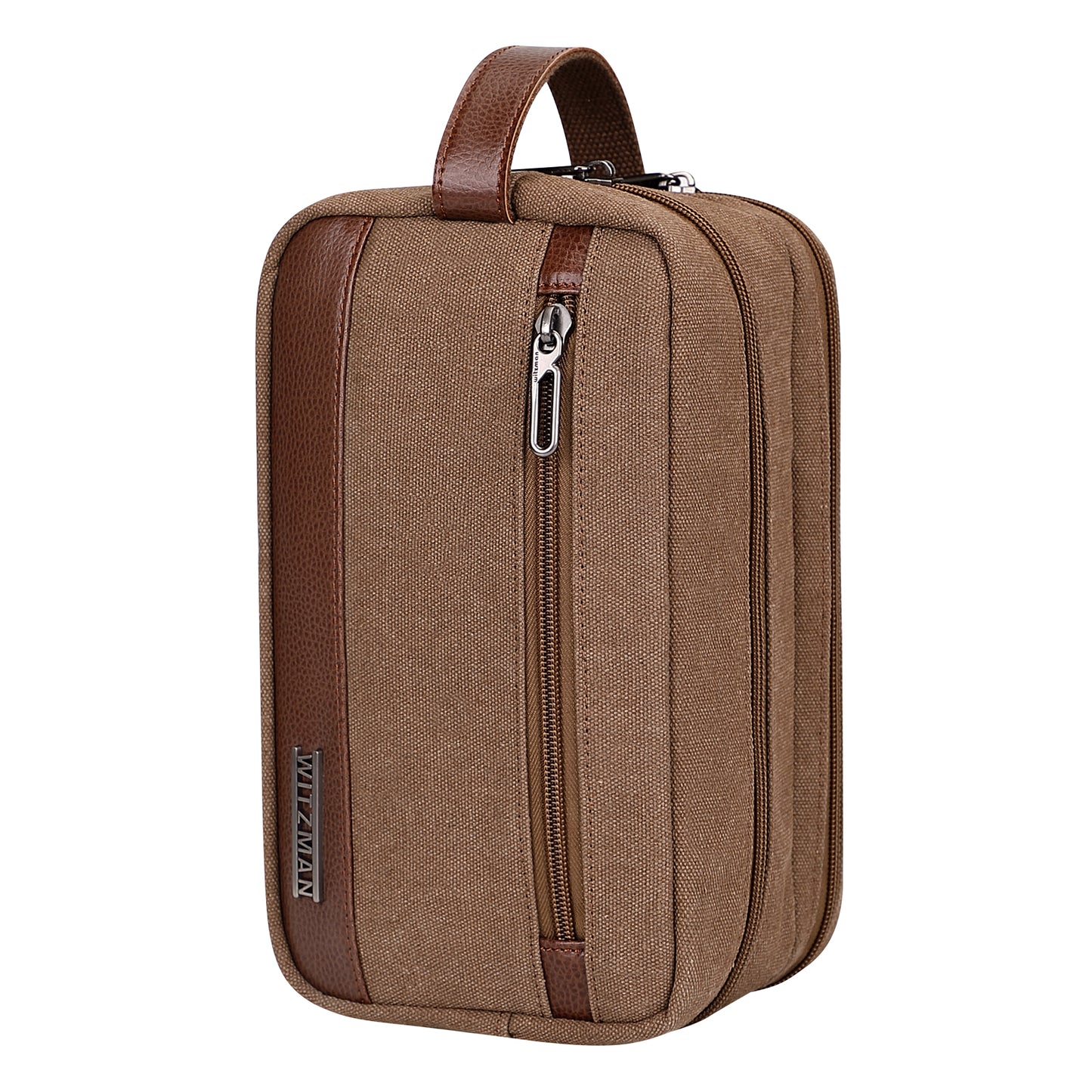 WITZMAN Canvas Toiletry Bag for Men Hanging Dopp Kit Organizer Water-resistant Travel Toiletries bag Men Bathroom Bag with Wet Pocket(A8001)