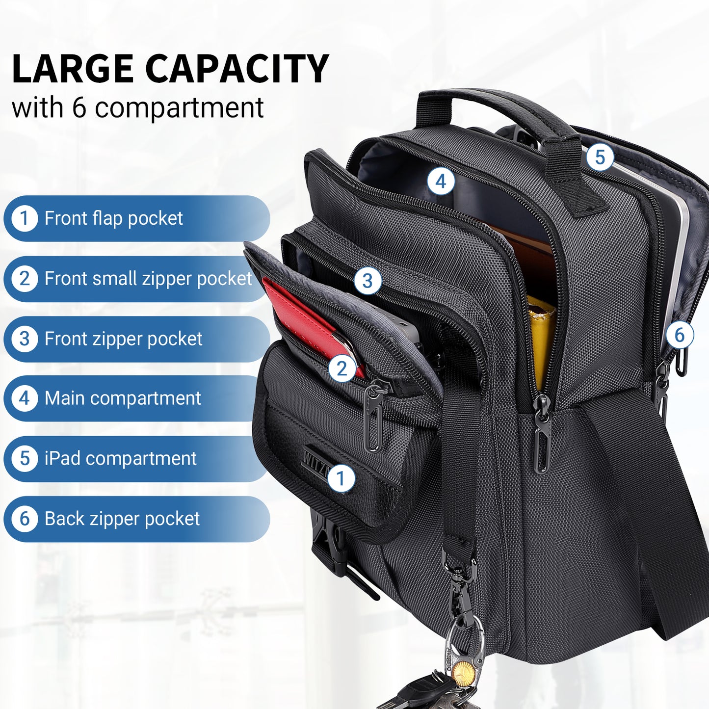 WITZMAN Crossbody Bags for Men Travel Shoulder Bag Lightweight Man Purse Small Casual Messenger Bag for Work Traveling (B699)