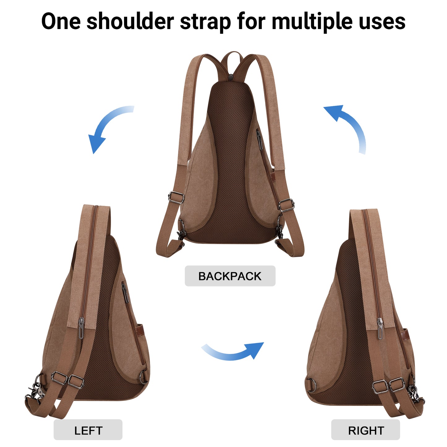 WITZMAN Canvas Sling Bag for Men Women Convertible Sling Backpack Crossbody Vintage Chest Bag Travel Casual Daypack(A8003)