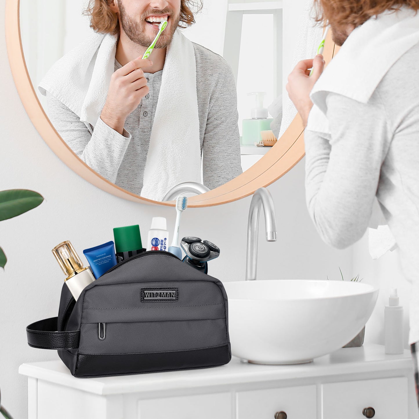 WITZMAN Toiletry Bag for Men Women Lightweight Hanging Travel Bathroom Bag Water-resistant Dopp Kit Shaving Bag Cosmetic bag(B692)