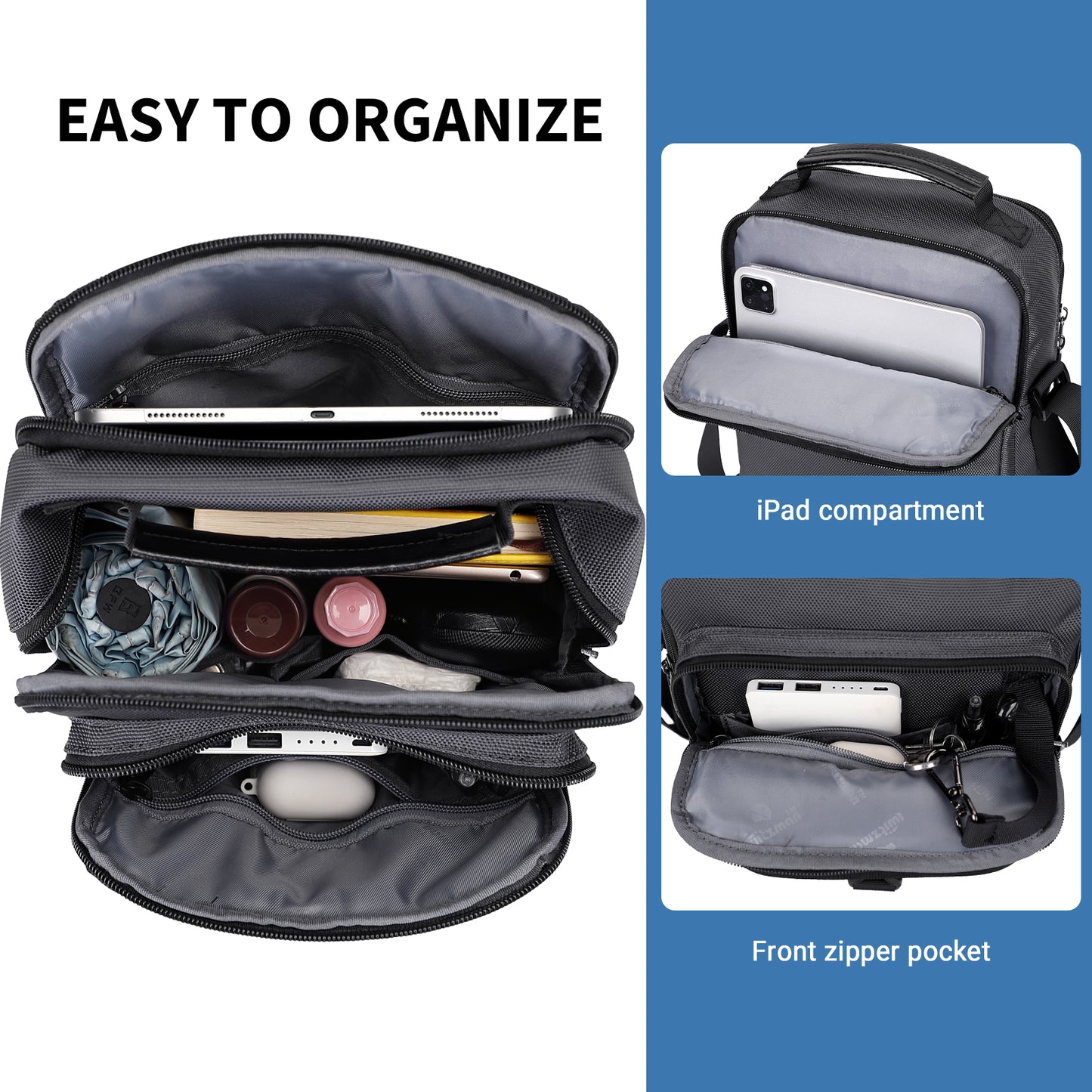 WITZMAN Crossbody Bags for Men Travel Shoulder Bag Lightweight Man Purse Small Casual Messenger Bag for Work Traveling (B699)