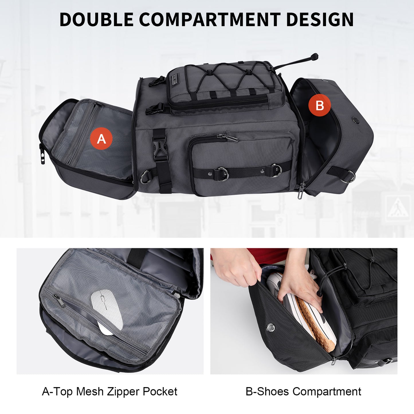 WITZMAN Travel Backpack for Men Women Carry on Bags for Airline Approved Convertible Duffle Luggage Backpack Shoe Compartment(B691 )