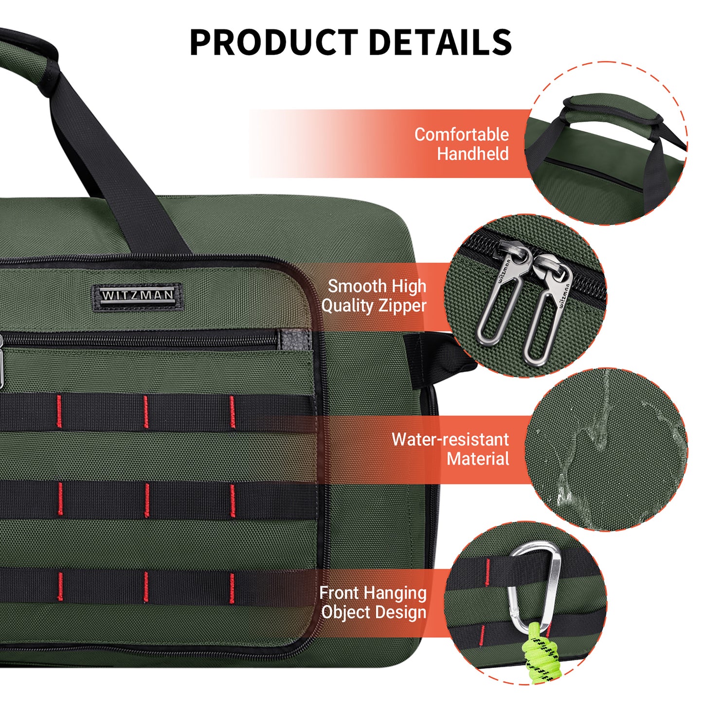 WITZMAN Foldable Duffle Bag for Travel 65L Lightweight Packable Duffel Bag with Shoes Compartment Overnight Bag for Men Women (B697)