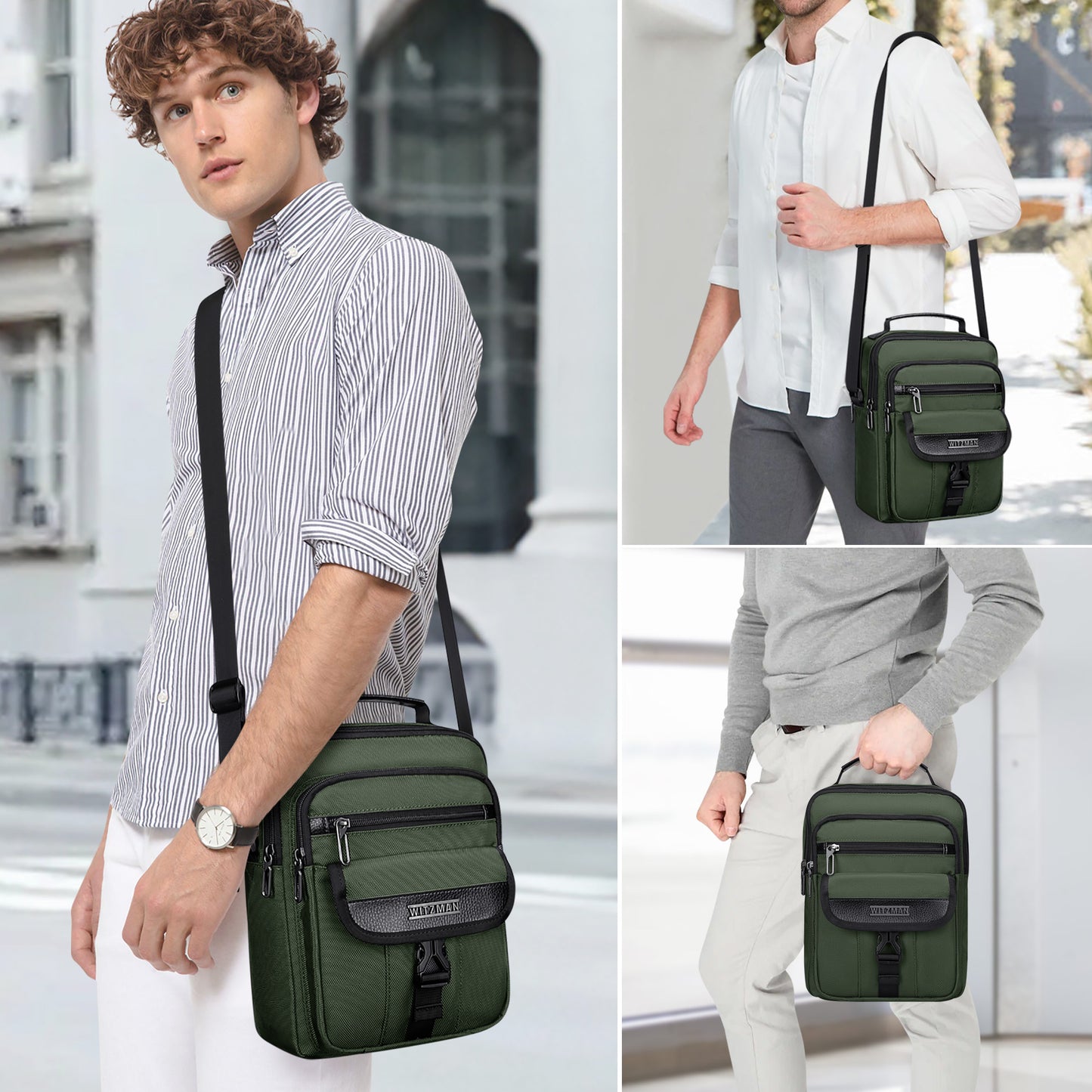 WITZMAN Crossbody Bags for Men Travel Shoulder Bag Lightweight Man Purse Small Casual Messenger Bag for Work Traveling (B699)