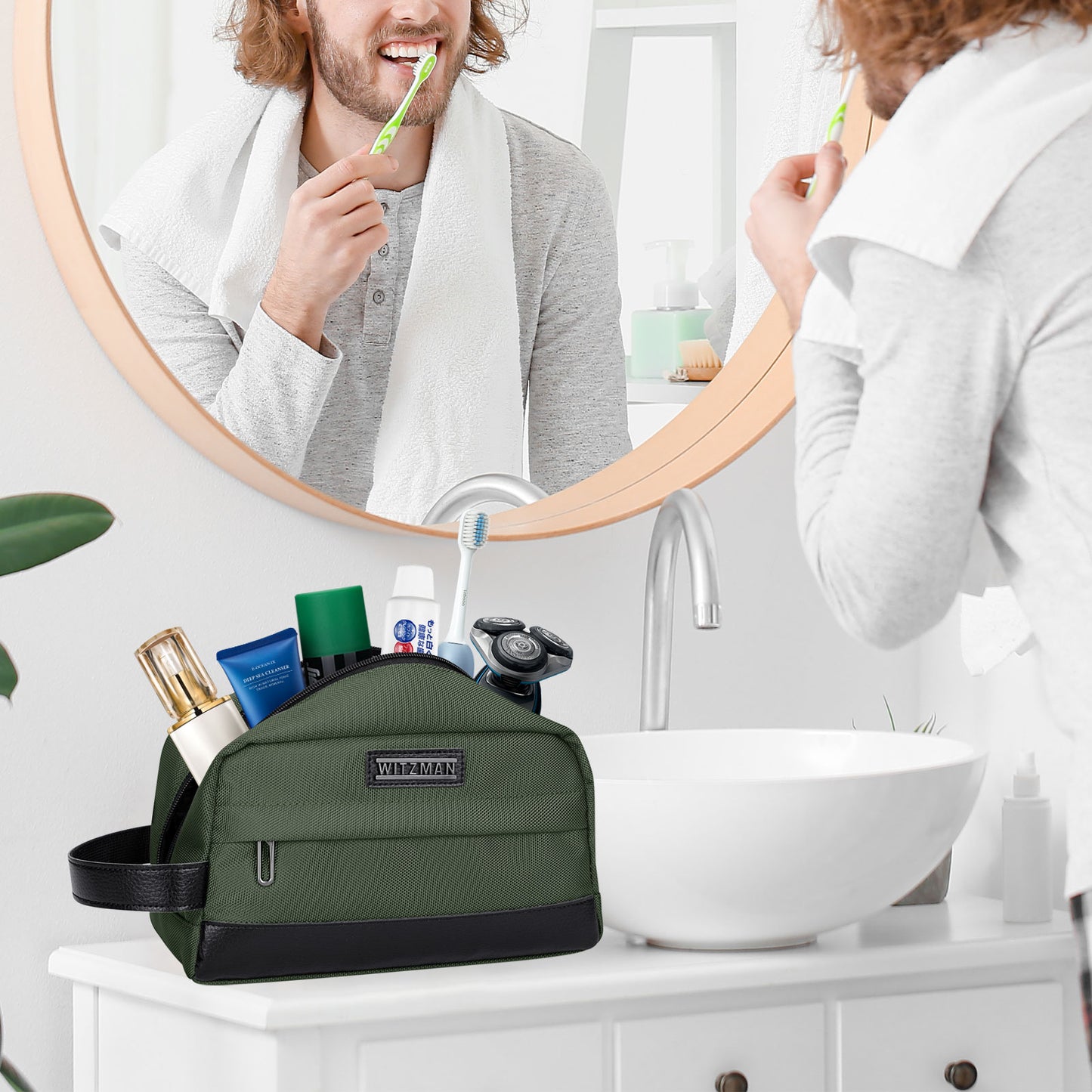WITZMAN Toiletry Bag for Men Women Lightweight Hanging Travel Bathroom Bag Water-resistant Dopp Kit Shaving Bag Cosmetic bag(B692)