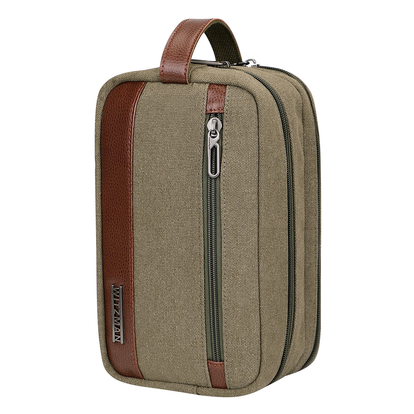 WITZMAN Canvas Toiletry Bag for Men Hanging Dopp Kit Organizer Water-resistant Travel Toiletries bag Men Bathroom Bag with Wet Pocket(A8001)