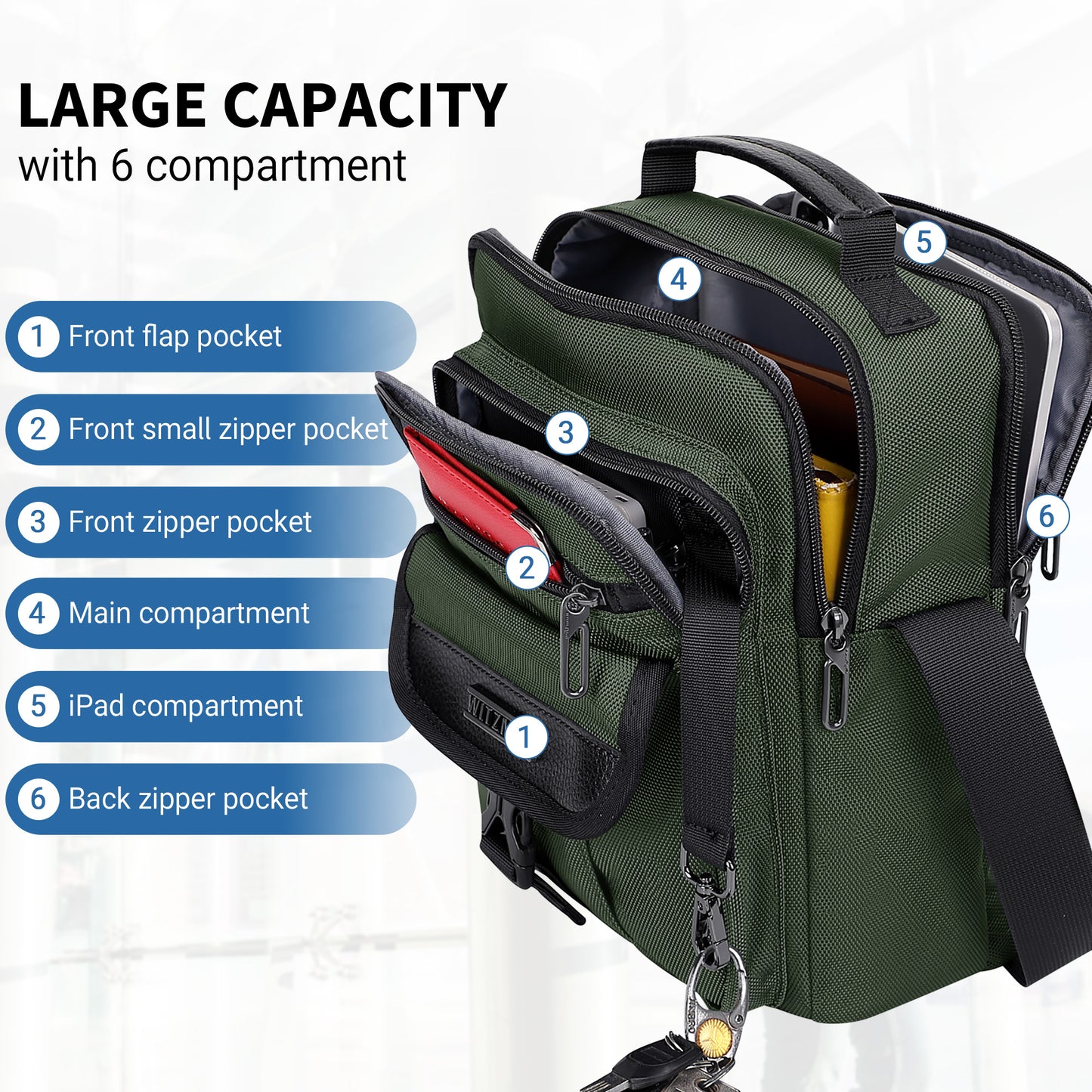 WITZMAN Crossbody Bags for Men Travel Shoulder Bag Lightweight Man Purse Small Casual Messenger Bag for Work Traveling (B699)