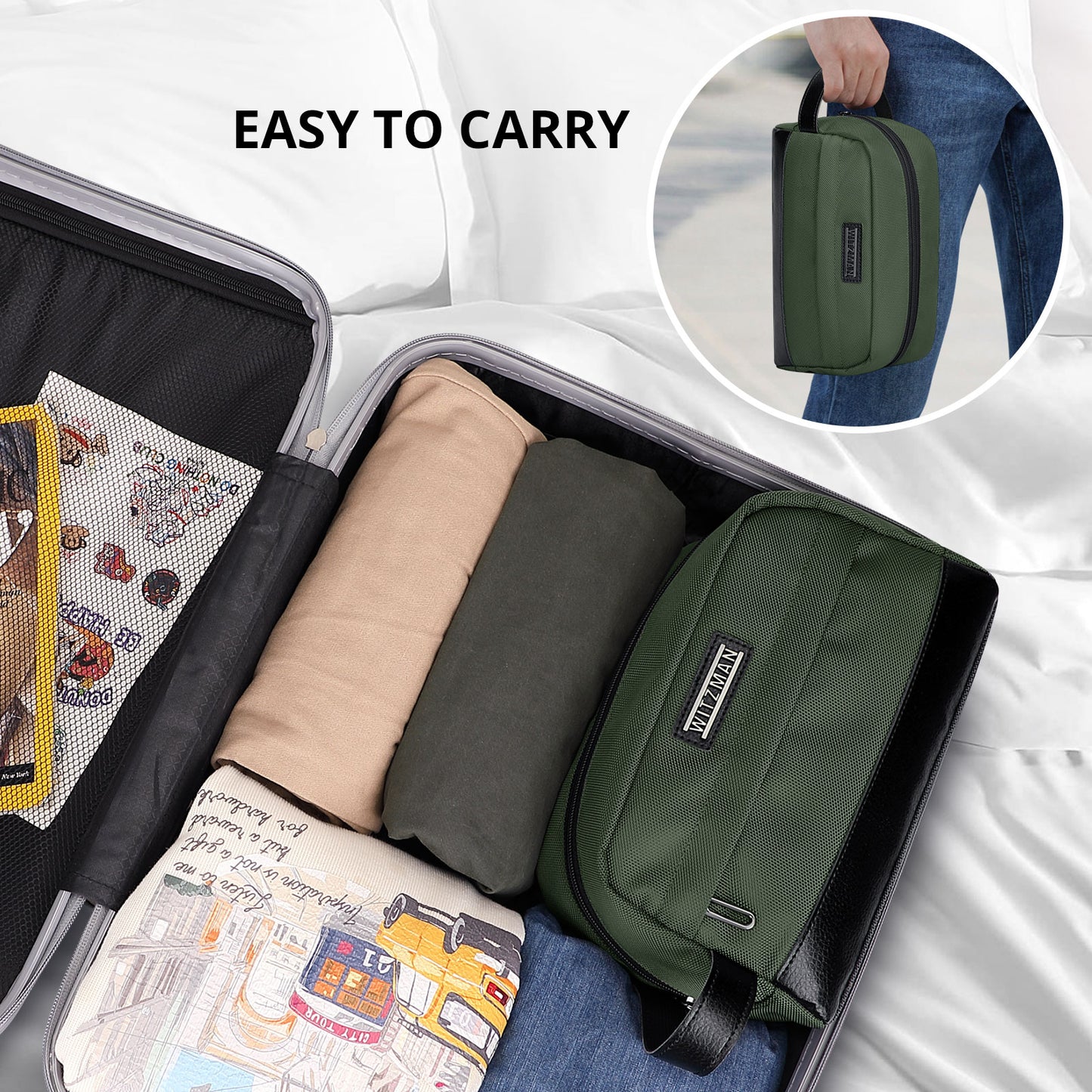 WITZMAN Toiletry Bag for Men Women Lightweight Hanging Travel Bathroom Bag Water-resistant Dopp Kit Shaving Bag Cosmetic bag(B692)