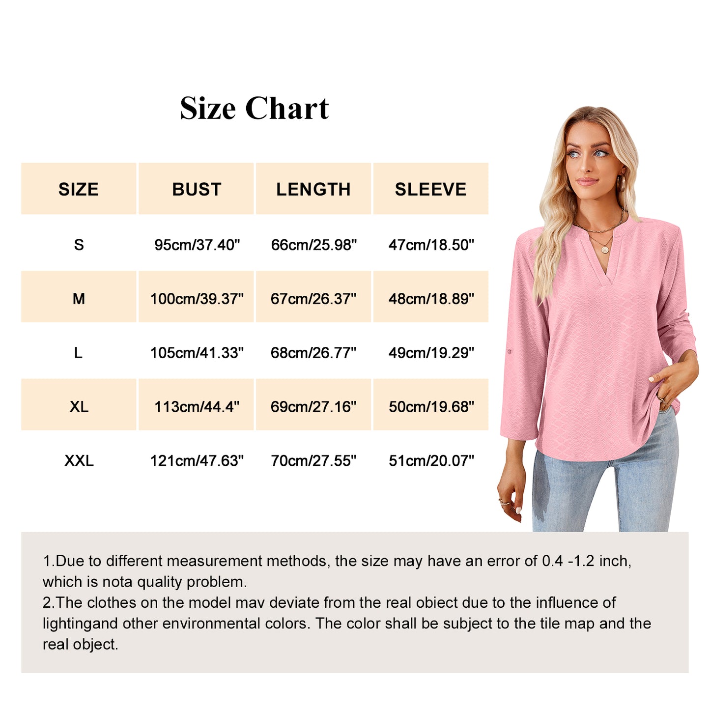 MOMOFEEL Long Sleeve Shirts for Women 3/4 Sleeve Loose Blouses V-neck Tunic Tops Casual M9007
