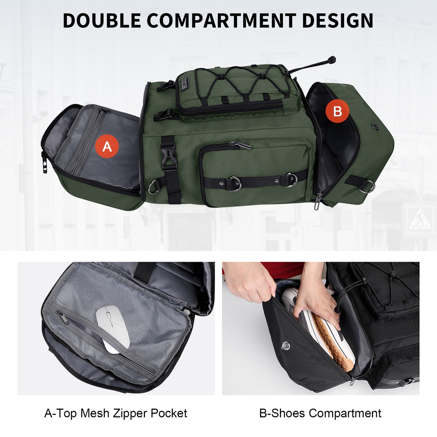 WITZMAN Travel Backpack for Men Women Carry on Bags for Airline Approved Convertible Duffle Luggage Backpack Shoe Compartment(B691 )