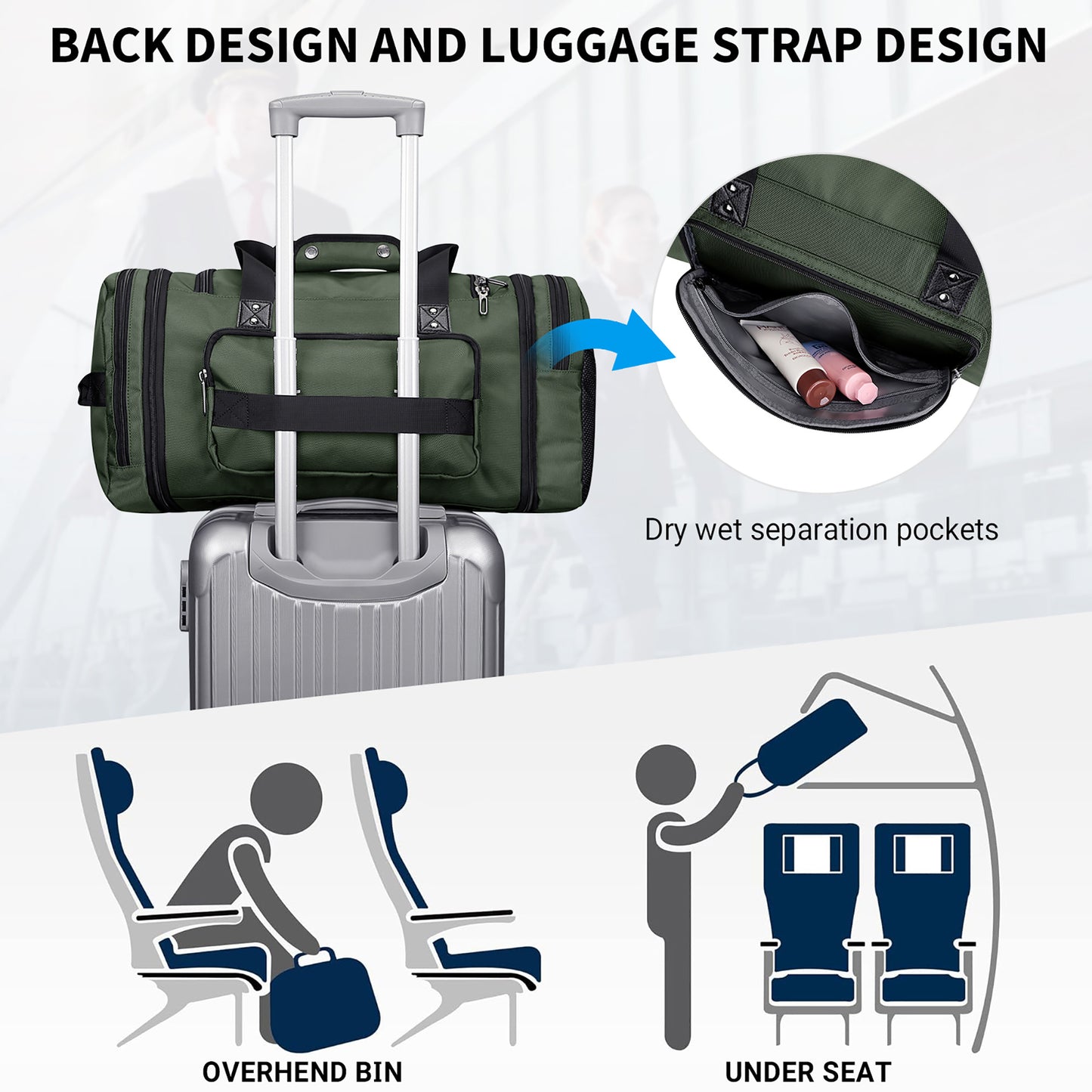 WITZMAN Duffle Bag for Men Nylon Large Gym Weekender Bag with Shoe Compartment Expandable Overnight Bag Carry on Bag (B695 )