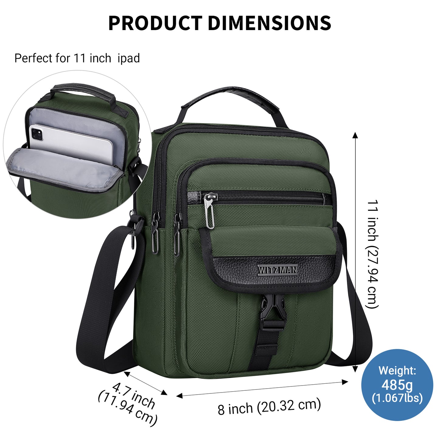 WITZMAN Crossbody Bags for Men Travel Shoulder Bag Lightweight Man Purse Small Casual Messenger Bag for Work Traveling (B699)