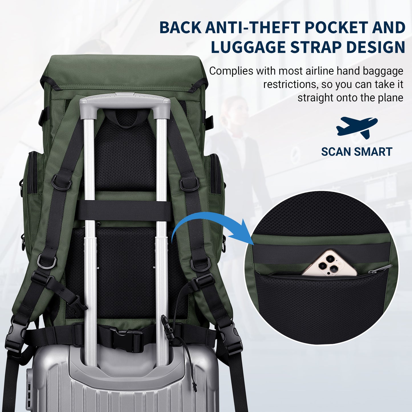 WITZMAN Travel Backpack for Men Women Carry on Bags for Airline Approved Convertible Duffle Luggage Backpack Shoe Compartment(B691 )