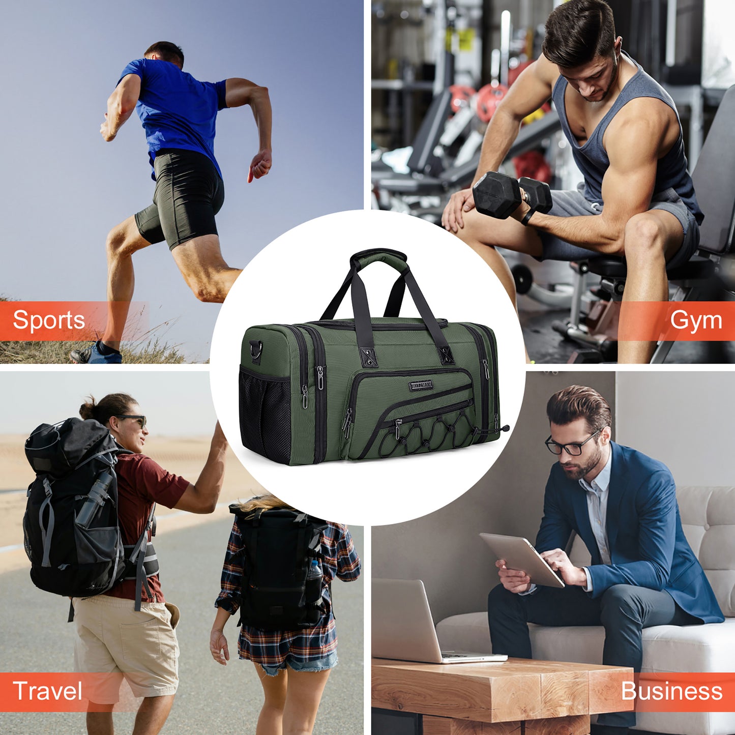 WITZMAN Duffle Bag for Men Nylon Large Gym Weekender Bag with Shoe Compartment Expandable Overnight Bag Carry on Bag (B695 )
