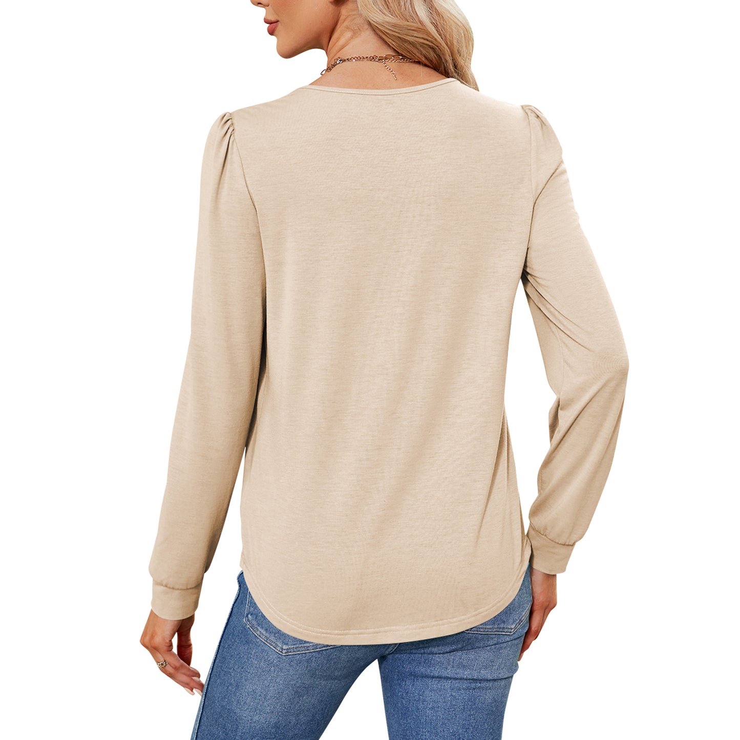 MOMOFEEL Womens Long Sleeve Tunic Tops Pleated Crewneck Shirts to Wear with Leggings Casual Loose Fit Sweatshirt M9003