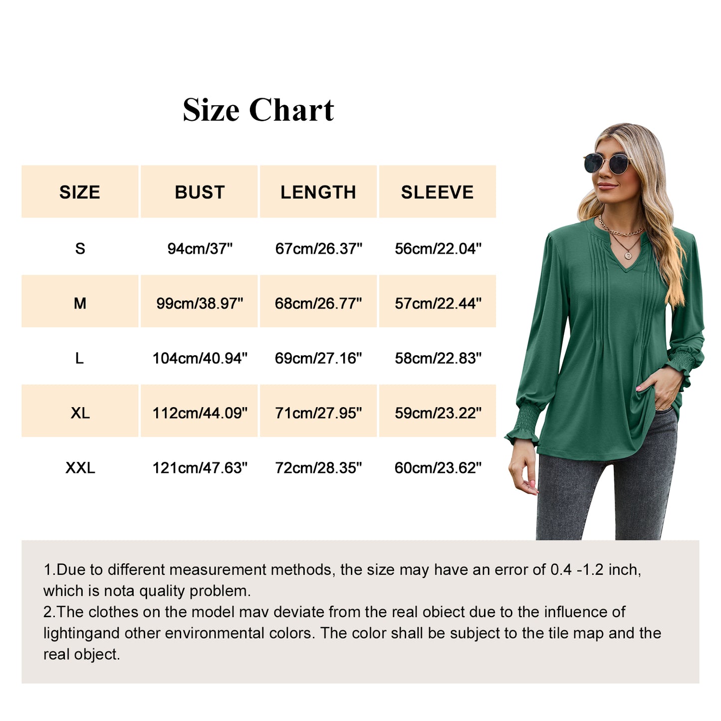 MOMOFEEL Womens Tunic Tops Puff Long Sleeve Blouses Loose Fit Pleated V Neck Shirts M9013