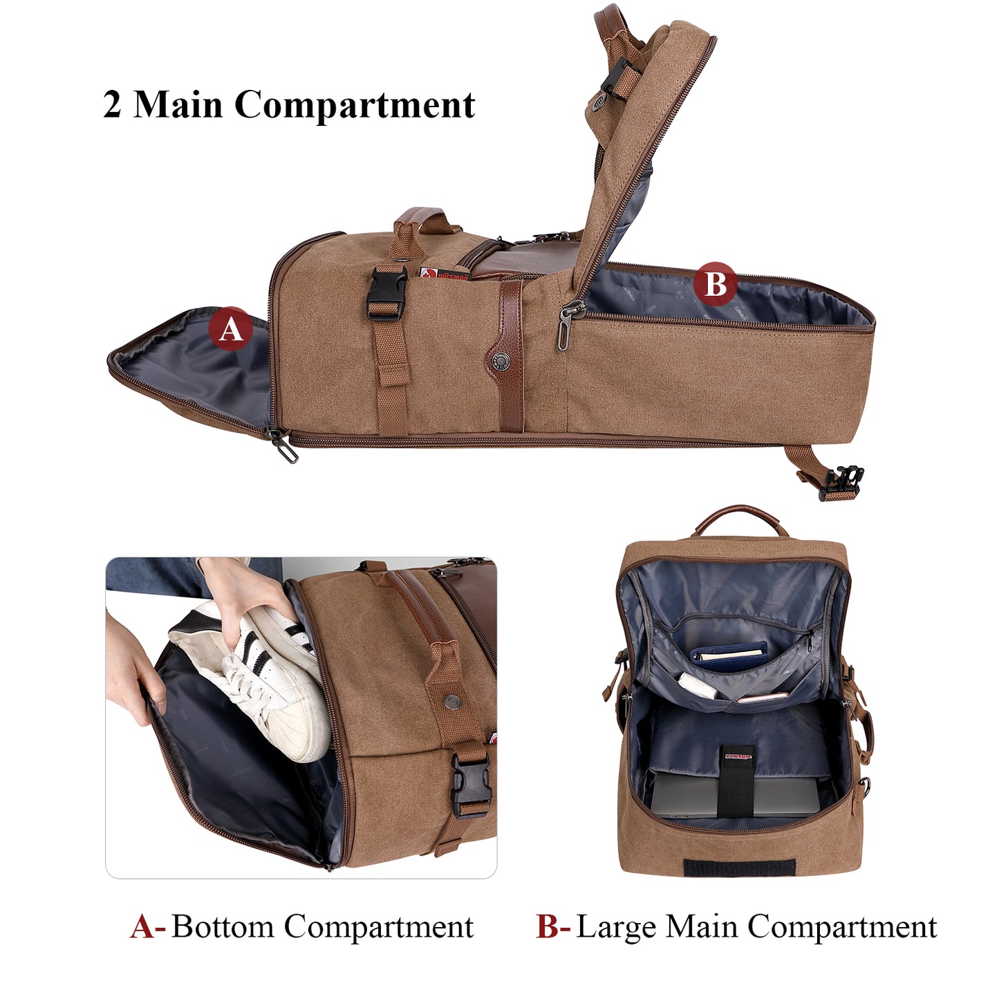 WITZMAN Canvas Travel Backpack