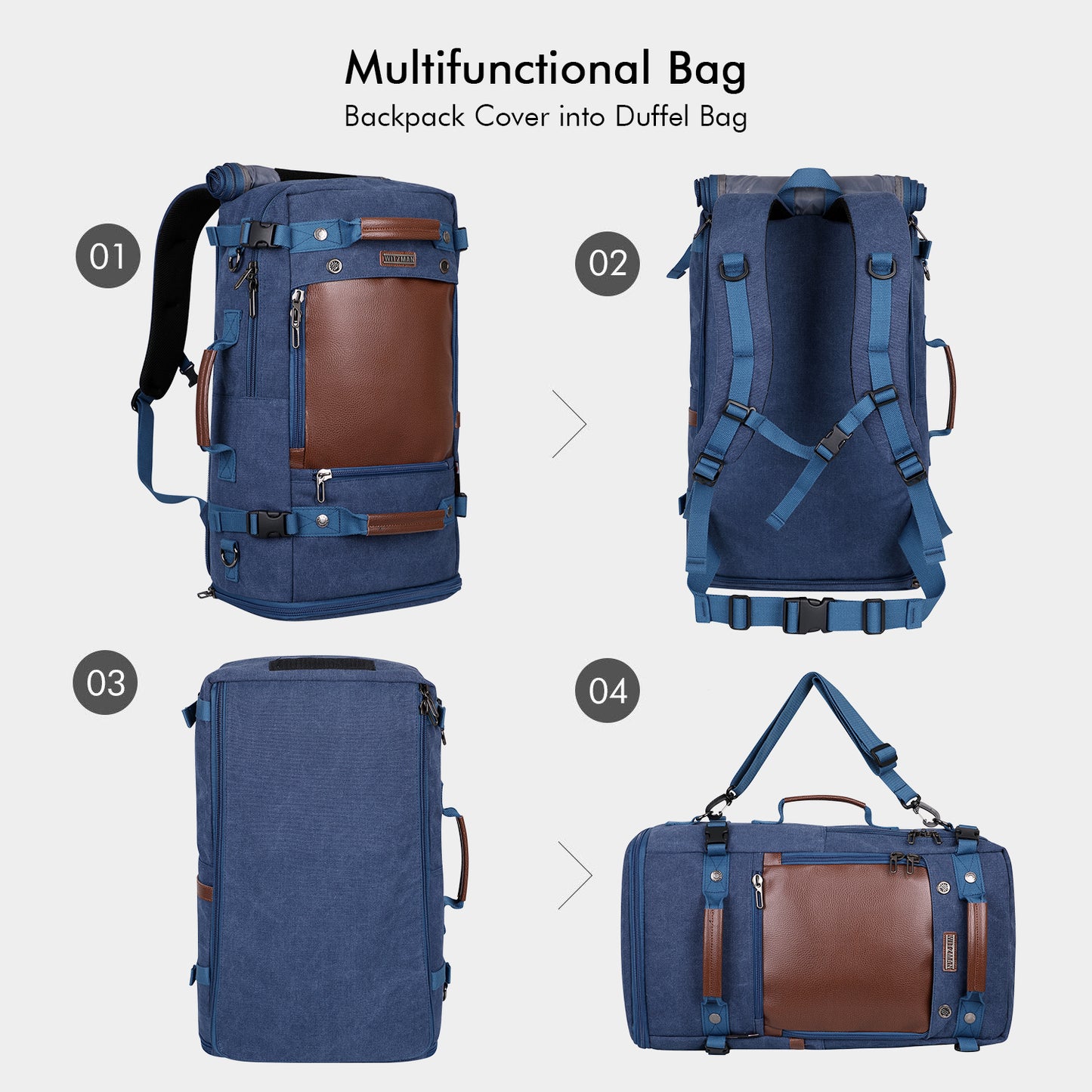 WITZMAN Canvas Travel Backpack