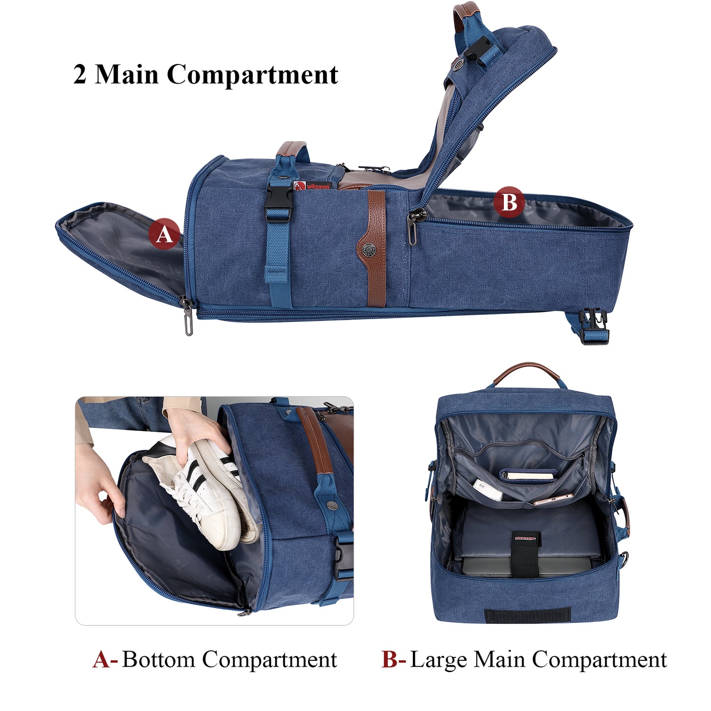 WITZMAN Canvas Travel Backpack