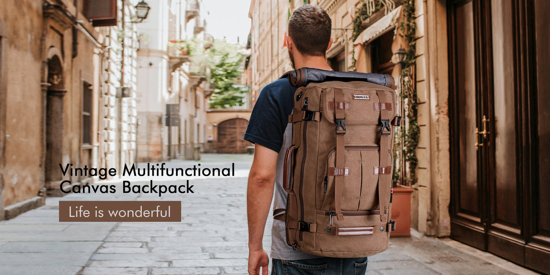 WITZMAN Canvas Laptop Backpack For Men Women