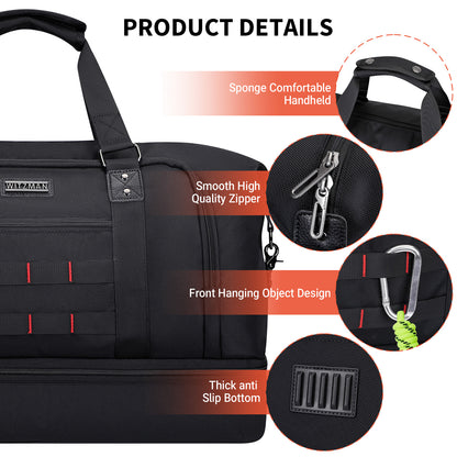 WITZMAN Travel Duffle Bags for Men Weekender Bags with Toiletry Bag Sets Carry On Overnight Bag 55L（B696 ）