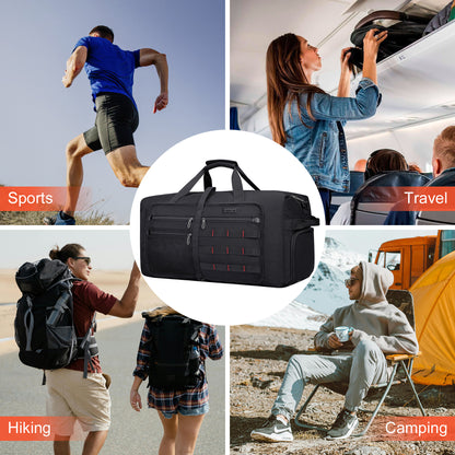 WITZMAN Foldable Duffle Bag for Travel 65L Lightweight Packable Duffel Bag with Shoes Compartment Overnight Bag for Men Women (B697)