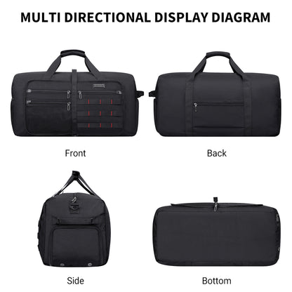 WITZMAN Foldable Duffle Bag for Travel 65L Lightweight Packable Duffel Bag with Shoes Compartment Overnight Bag for Men Women (B697)