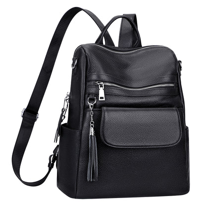 ALTOSY Genuine Leather Backpack Purse for Women Large Convertible Shoulder bag Ladies Crossdody Bag with Tassel