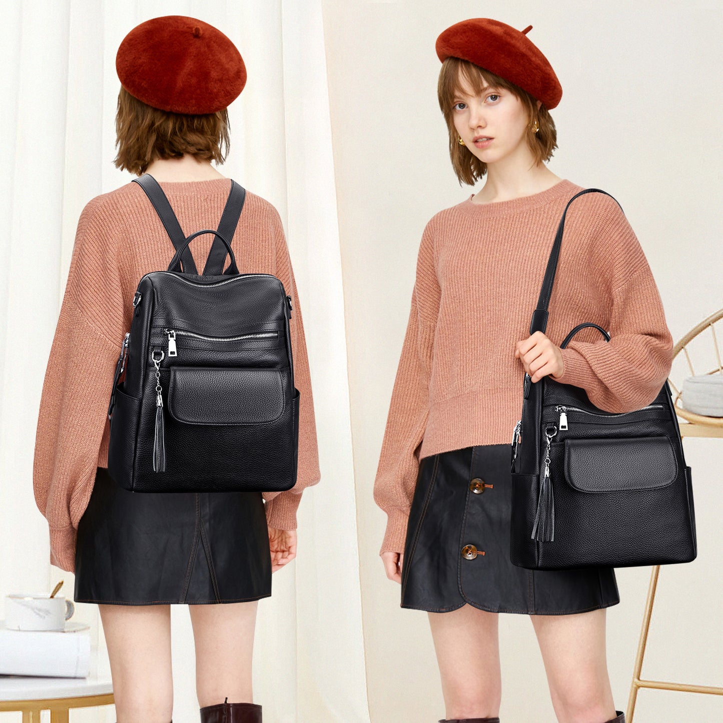 ALTOSY Leather Backpack Purse