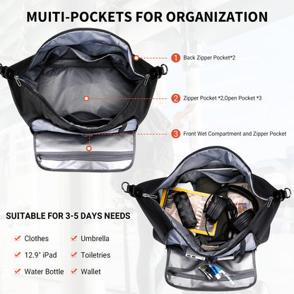 WITZMAN Travel Duffle Bags for Men Weekender Bags with Toiletry Bag Sets Carry On Overnight Bag 55L（B696 ）