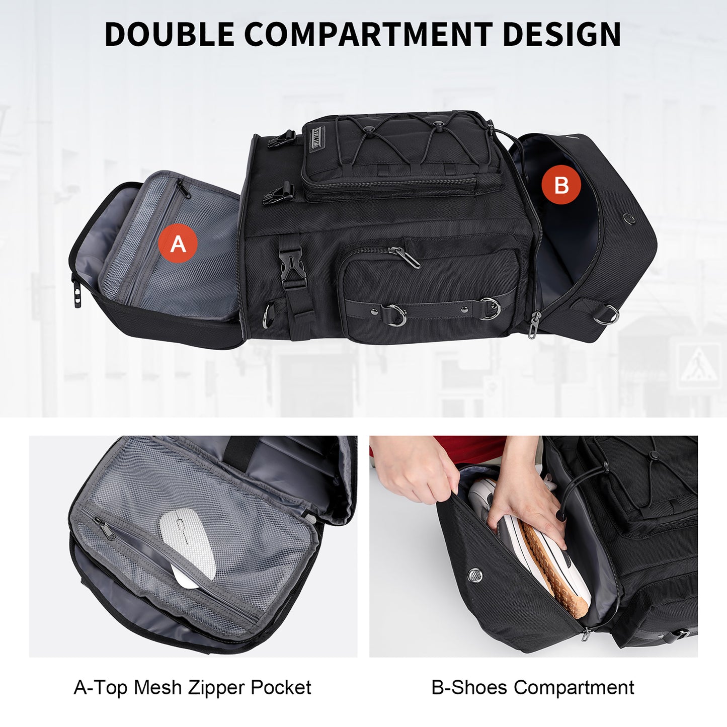 WITZMAN Travel Backpack for Men Women Carry on Bags for Airline Approved Convertible Duffle Luggage Backpack Shoe Compartment（B691 ）