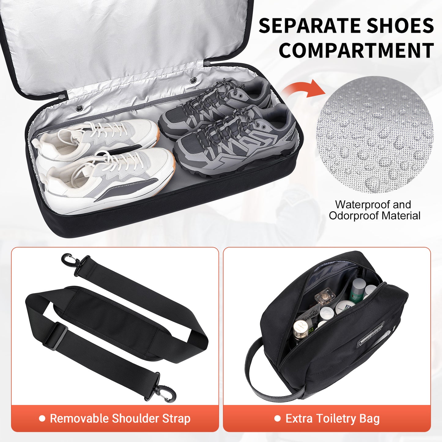WITZMAN Travel Duffle Bags for Men Weekender Bags with Toiletry Bag Sets Carry On Overnight Bag 55L（B696 ）