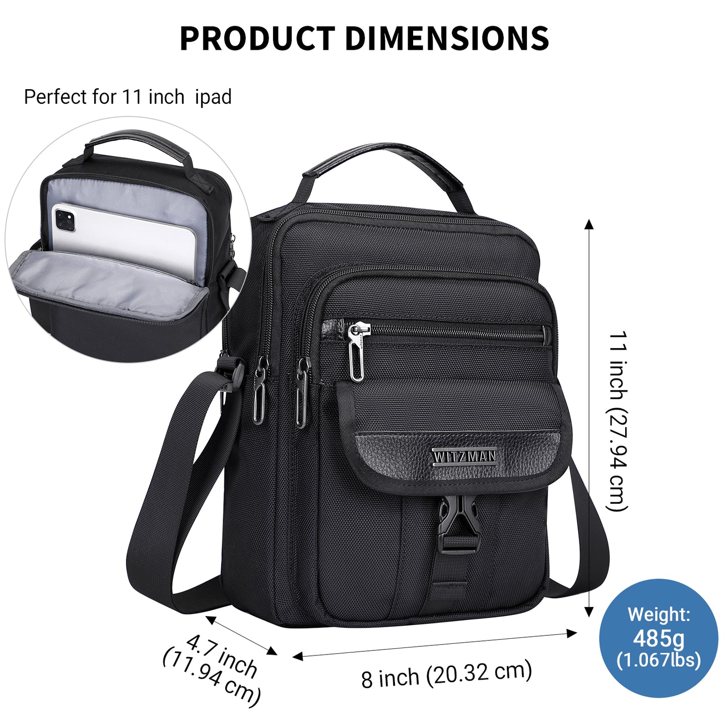 WITZMAN Crossbody Bags for Men Travel Shoulder Bag Lightweight Man Purse Small Casual Messenger Bag for Work Traveling (B699)