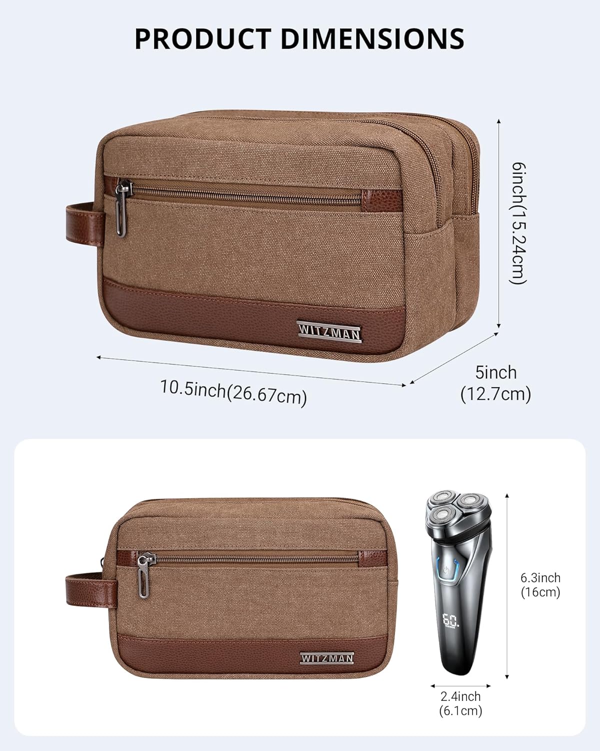 WITZMAN Canvas Toiletry Bag