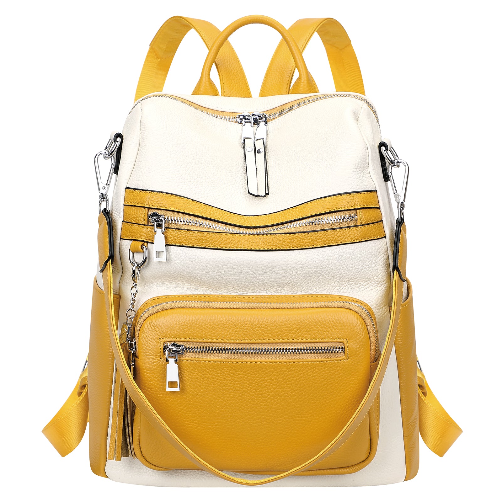 best medium to large leather womens backpacks ALTOSY Genuine Leather Backpack Purse for Women Large Shoulder Bag With Laptop Compartment Multiple Pockets