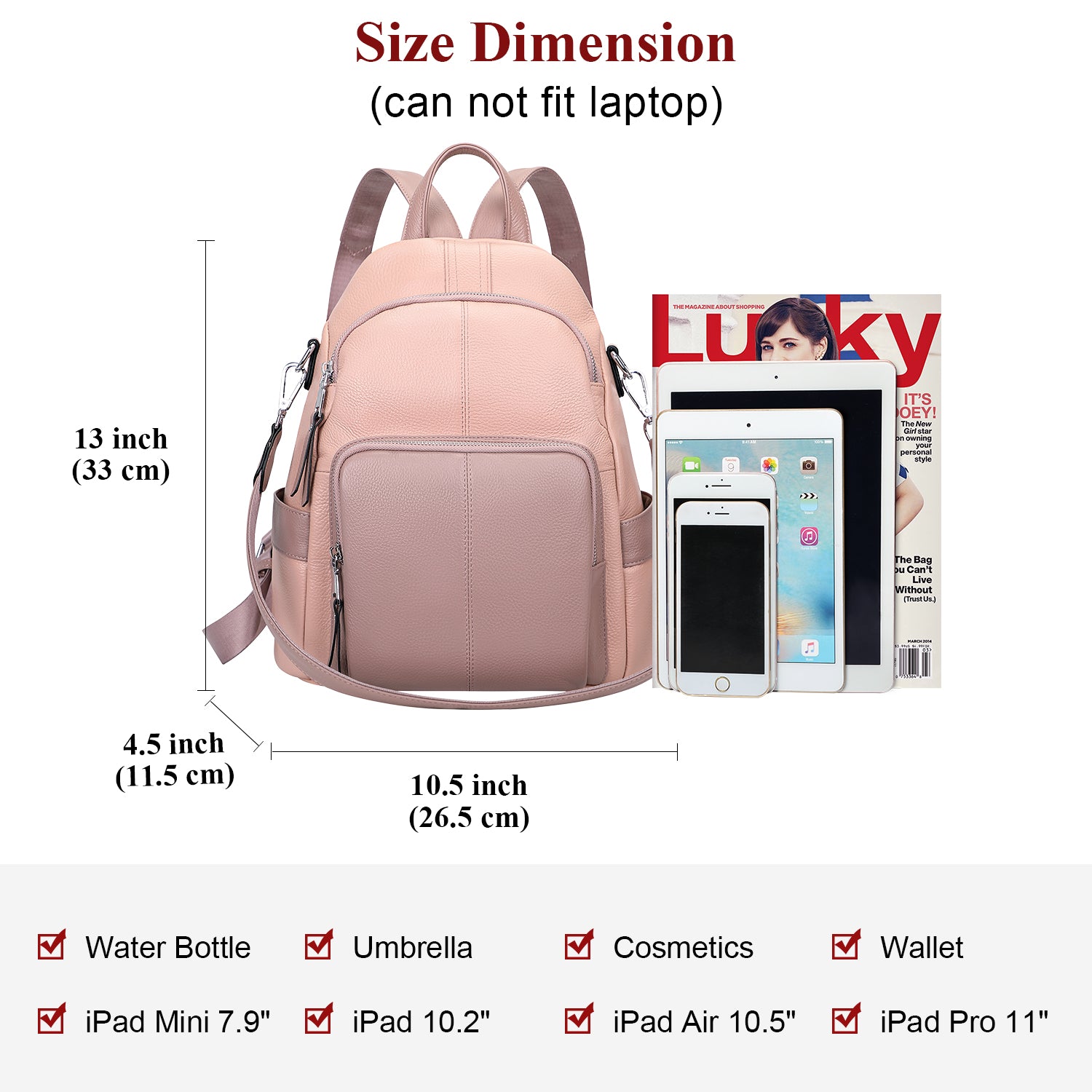 anti theft pink leather backpack ALTOSY Soft Leather Backpack Purse For Women Anti-theft Backpacks Versatile Shoulder Bag Medium