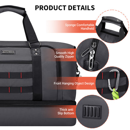 WITZMAN Travel Duffle Bags for Men Weekender Bags with Toiletry Bag Sets Carry On Overnight Bag 55L（B696 ）