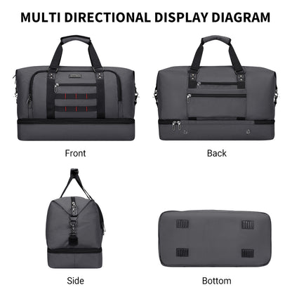 WITZMAN Travel Duffle Bags for Men Weekender Bags with Toiletry Bag Sets Carry On Overnight Bag 55L（B696 ）