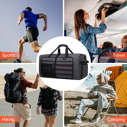 WITZMAN Foldable Duffle Bag for Travel 65L Lightweight Packable Duffel Bag with Shoes Compartment Overnight Bag for Men Women (B697)